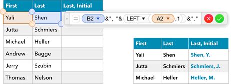 **Figure 109:** The formula for the last name the with first initial.