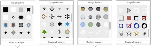 **Figure 165:** Numbers provides a wide array of colorful image bullets.