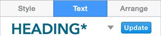 **Figure 169:** Changes to styled text result in an asterisked style name and an Update button in the Text pane.
