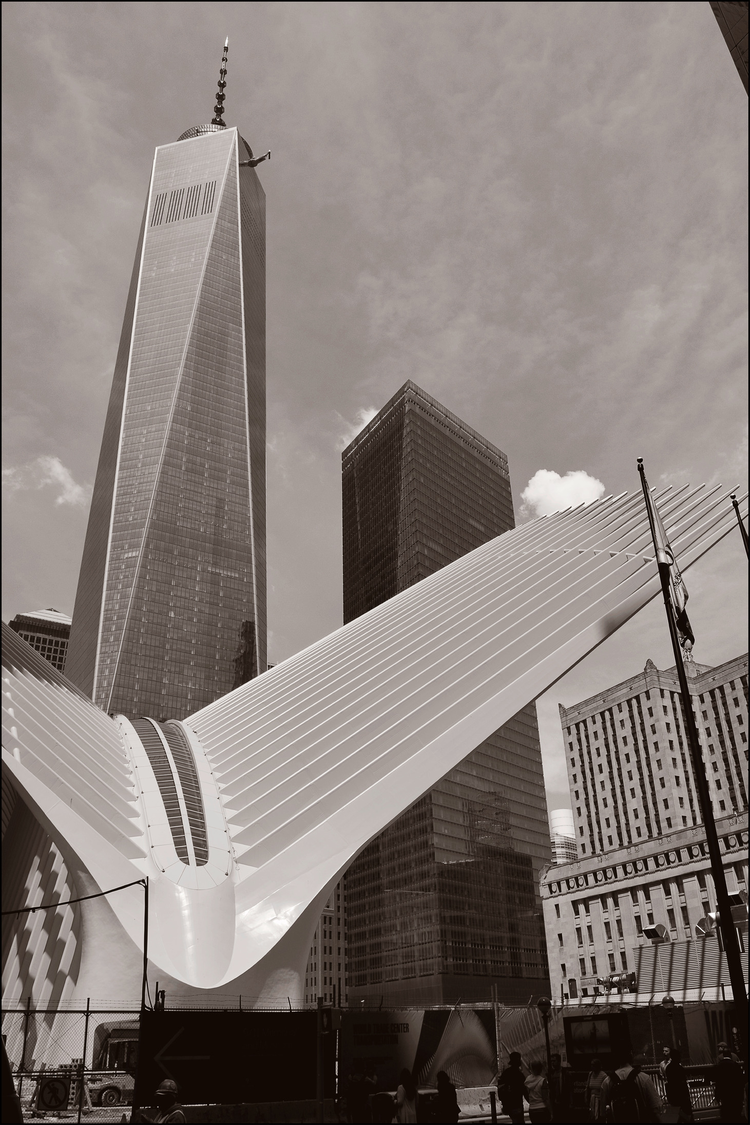 The 1,776-foot One World Trade Center, with the crouching transit hub