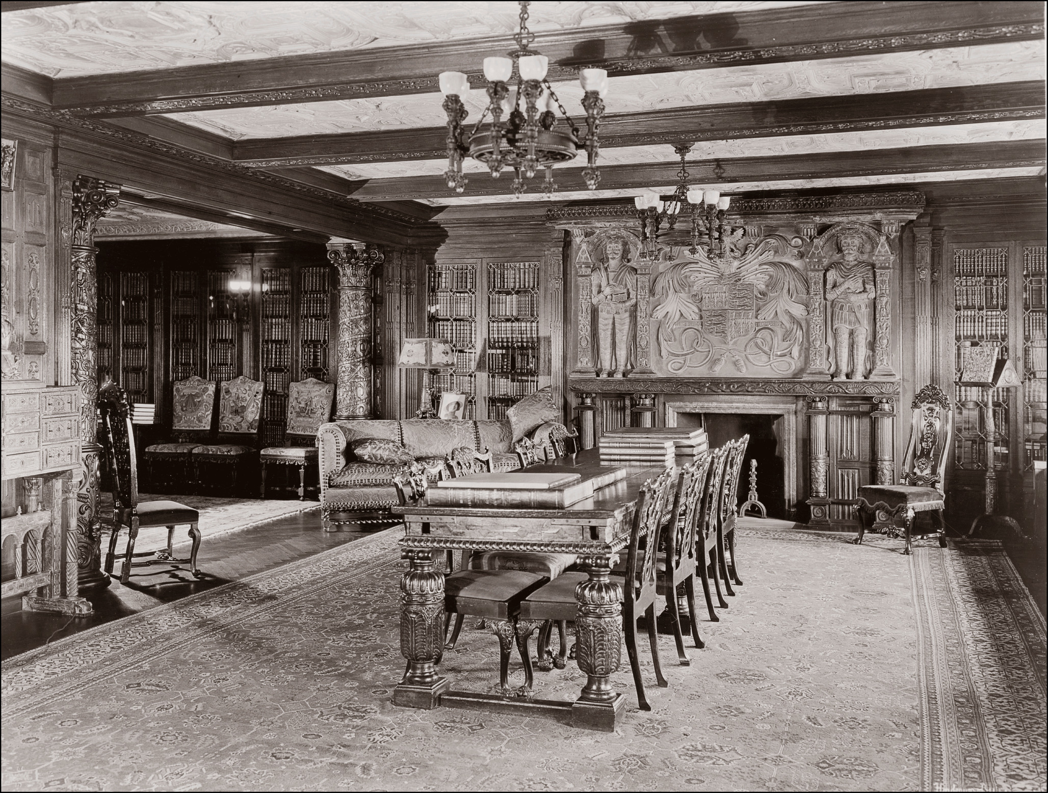 The baronial library of William Randolph Hearst on Riverside Drive at West Eighty-sixth Street, 1929