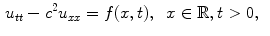 
$$\begin{aligned} u_{tt}-c^2u_{xx}&=f(x,t),\;\;x \in \mathbb R,t>0,\end{aligned}$$
