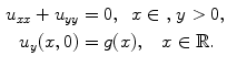 
$$\begin{aligned} u_{xx}+u_{yy}&=0,\;\;x \in \mathbb,\;y>0, \\ u_y (x,0)&=g(x),\;\;\;x \in \mathbb R.\end{aligned}$$
