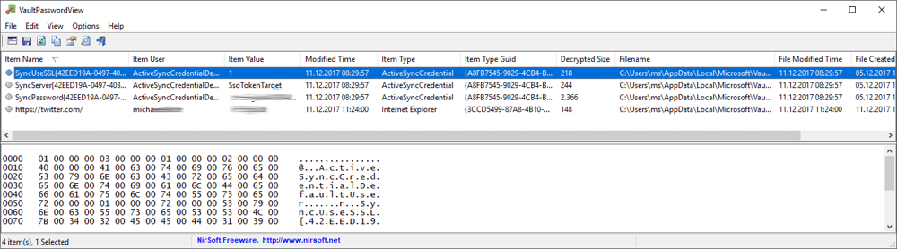 »VaultPasswordView« erlaubt einen genauen Blick in die Vault-Dateien, setzt aber das entsprechende Windows-Passwort voraus.   