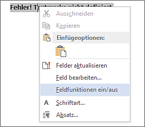 Mit [Shift]+[F9] lassen Sie den Code hinter dem Feld anzeigen.   