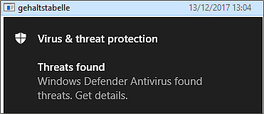 Meistens erkennt Windows Defender die Default-Dateien von Metasploit.   