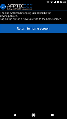 Blockierung der Nutzung der Amazon-App durch den EMM-Agent   