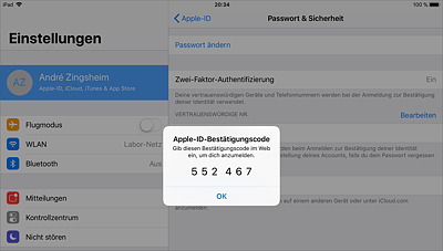 Empfang eines Einmal-Passworts unter iOS   