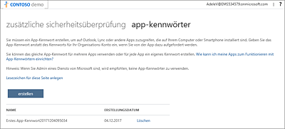 Erstellung eines App-Kennworts   