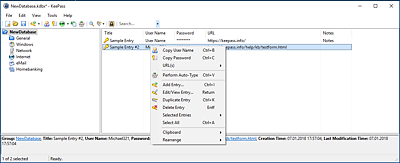 Passwortübersicht in KeePass  