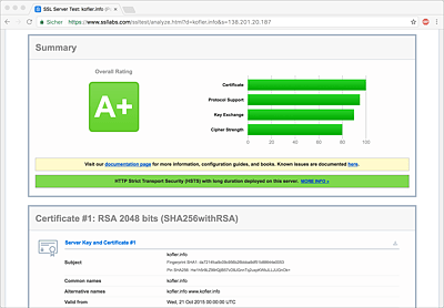 »ssllabs.com« bietet einen ausgezeichneten Online-Test der SSL-Konfiguration.   