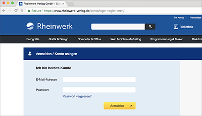 Original-Internetauftritt des Rheinwerk Verlags   