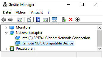 Windows 10 hat den Bash Bunny als Remote-NDIS-kompatibles Gerät erkannt.    