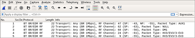 Bluetooth-Daten in Wireshark  