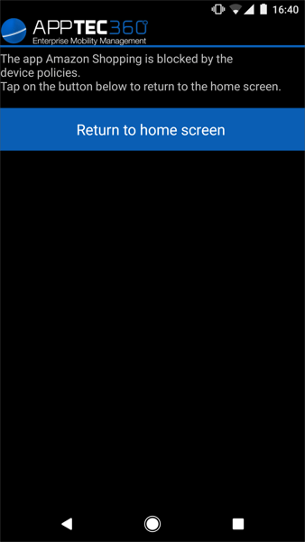 Blockierung der Nutzung der Amazon-App durch den EMM-Agent   