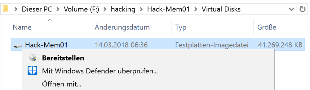 Eine virtuelle Festplatte wird bereitgestellt. 