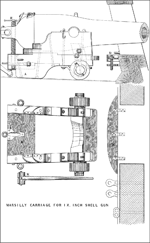 MARSILLY CARRIAGE FOR IX. INCH SHELL GUN