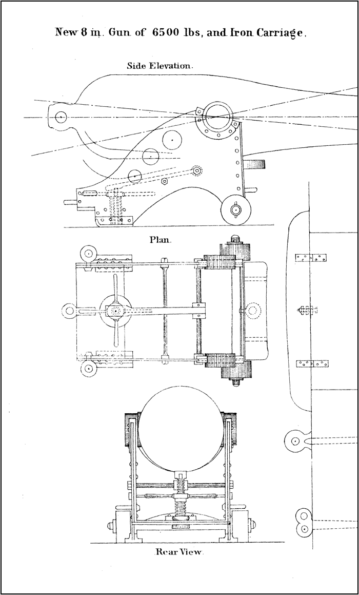 New 8 in. Gun of 6500 lbs. and Iron Carriage.