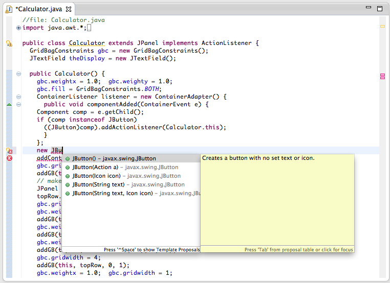 Using completion in Eclipse