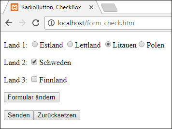 RadioButtons und CheckBoxen