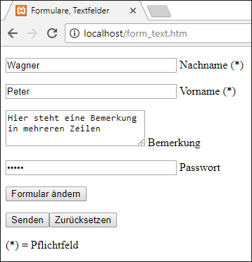 Formular mit Kontrolle