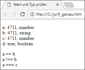 Die Operatoren »typeof«, »===« und »!==«