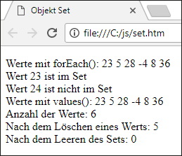 Set erzeugen, Set-Methoden