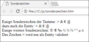 Einige Sonderzeichen