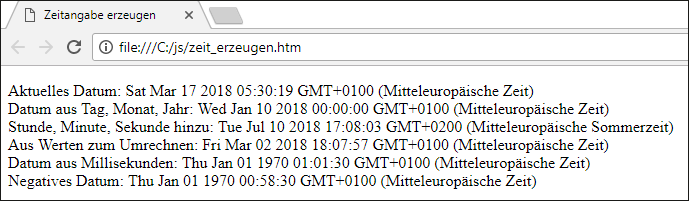 Zeitangaben erzeugen