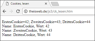 Cookies lesen und ausgeben