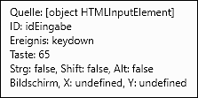 Informationen zu Tastatur-Ereignis, Taste »A«
