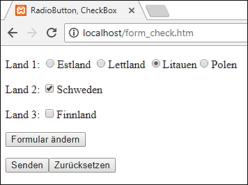 RadioButtons und CheckBoxen