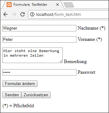 Formular mit Kontrolle