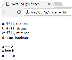 Die Operatoren »typeof«, »===« und »!==«