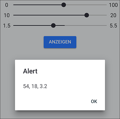 Eingestellte Zahlenwerte