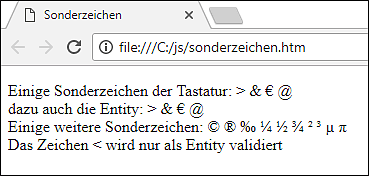 Einige Sonderzeichen