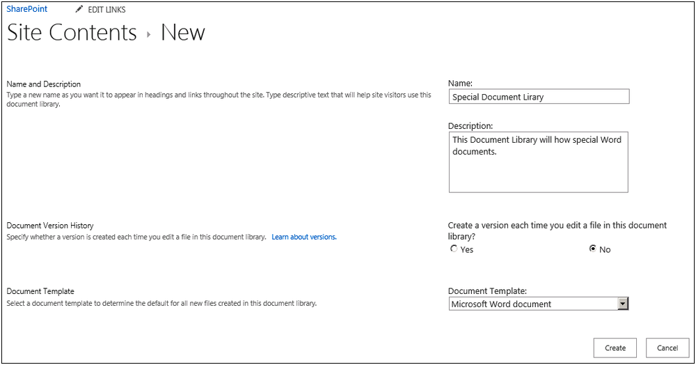 A screenshot of the advanced properties available during app creation.