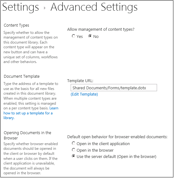 A screenshot of the advanced settings available to library app.