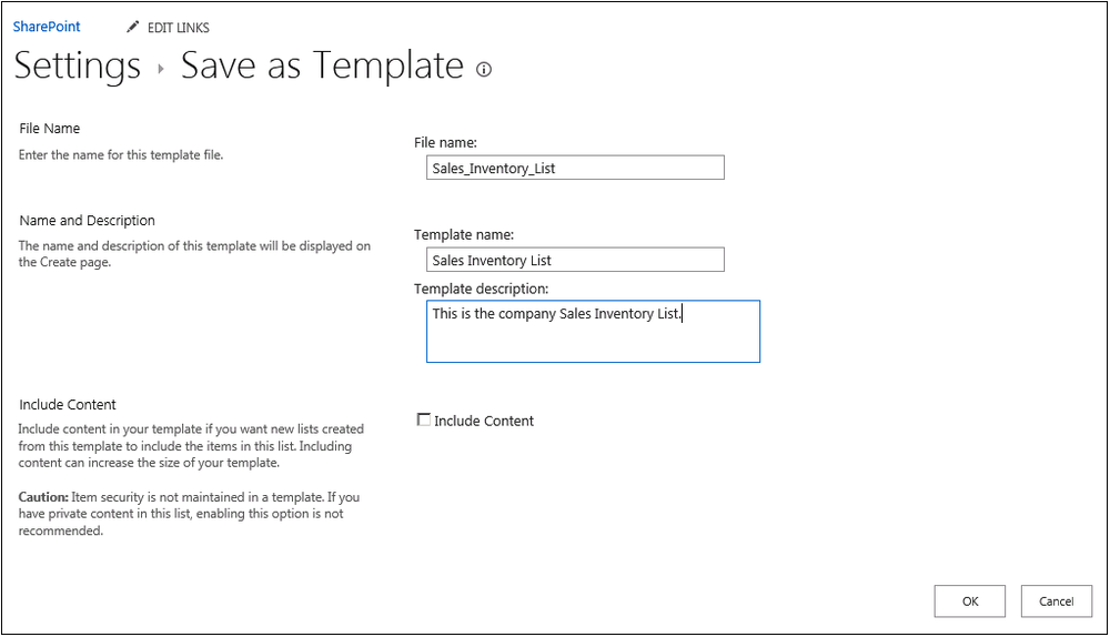 The figure shows the Save As Template options, including file name, template name, and description.}