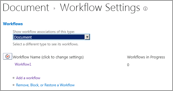 An example of the configuration options when using SharePoint workflows.