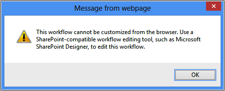 A screenshot of the Message From Webpage dialog box.