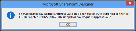 A screenshot of the Microsoft SharePoint Designer dialog box.