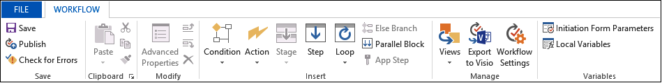 A screenshot of the Workflow tab.