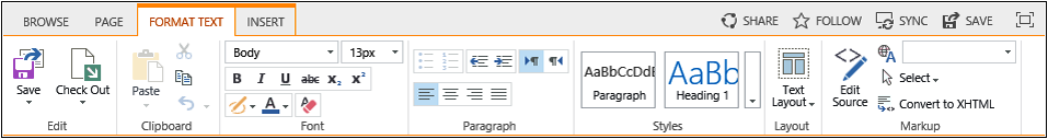 A screenshot of the Format Text ribbon tab.