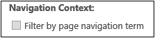 A screenshot showing the Filter By Page Navigation Term property added to the CQWP Edit mode panel.