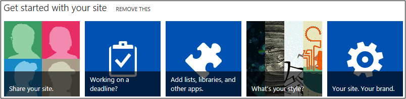 A screenshot of the Getting Started With Your Site Web Part as it appears on a page.