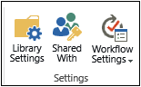 The Document Library Settings section of the ribbon.