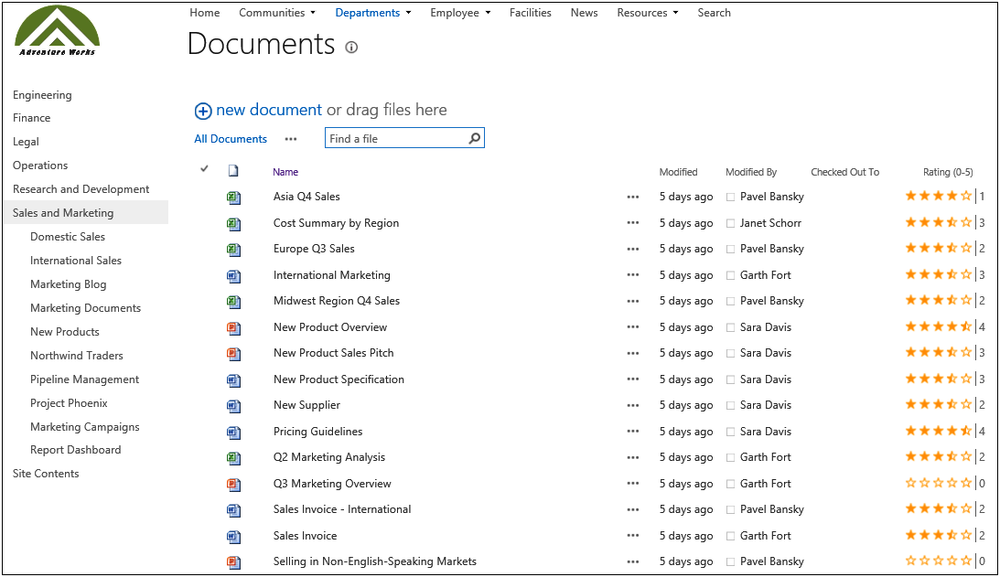 A screenshot of a standard document library.