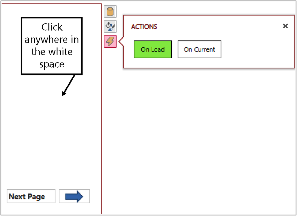 A screenshot of the Site Request form being edited in Access. The current screen is showing how an action macro can be applied to the entire view.