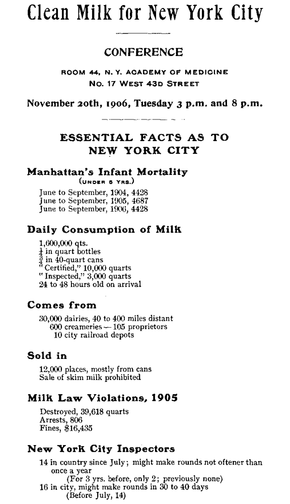 Clean Milk for New York City (pamphlet page 1)